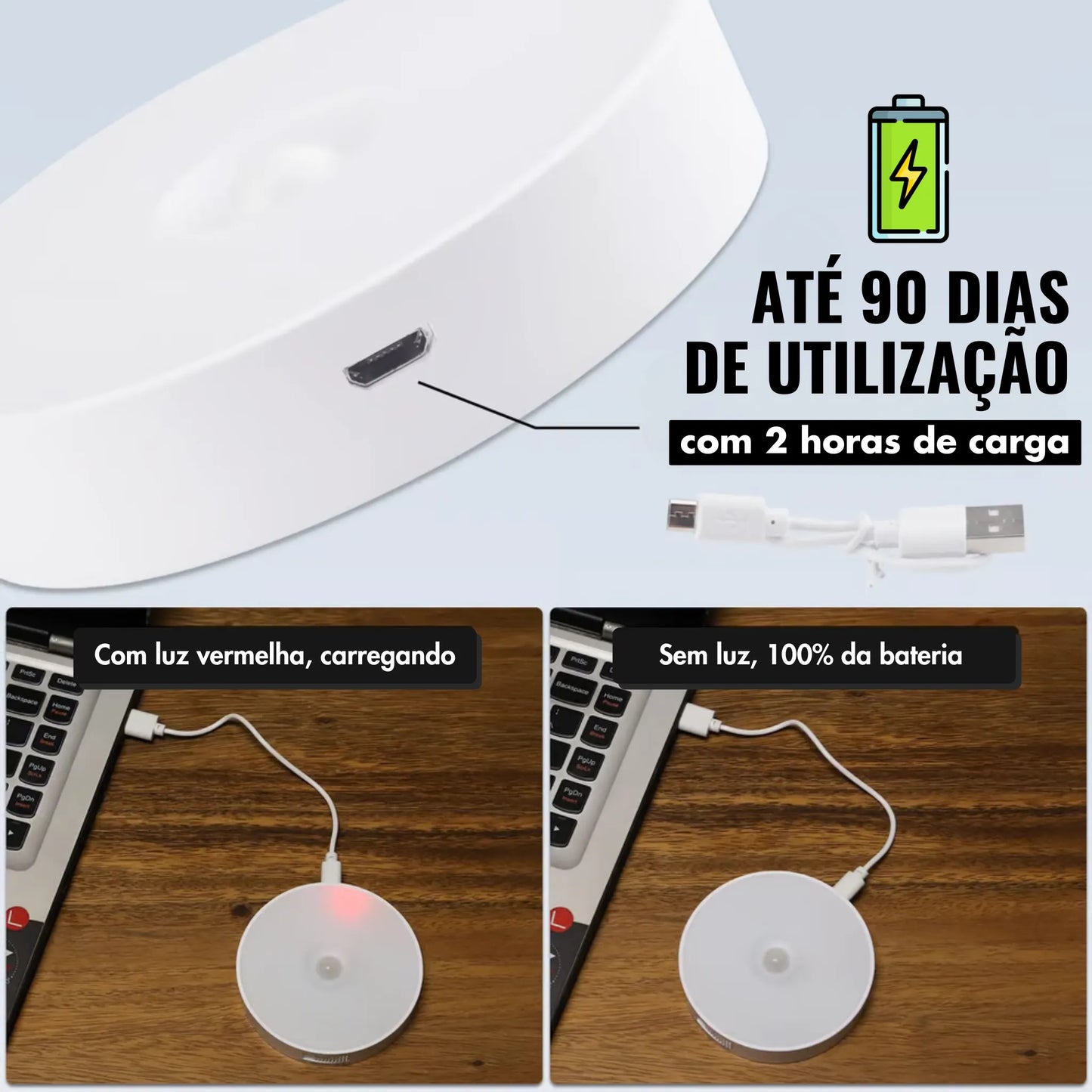 Luz LED recarregável com sensor de movimento