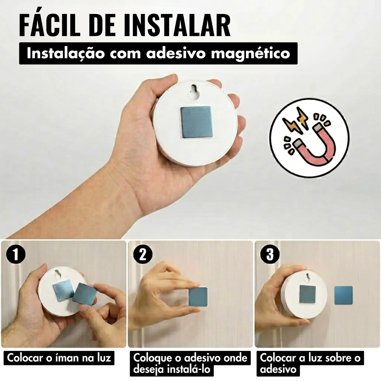Luz LED recarregável com sensor de movimento